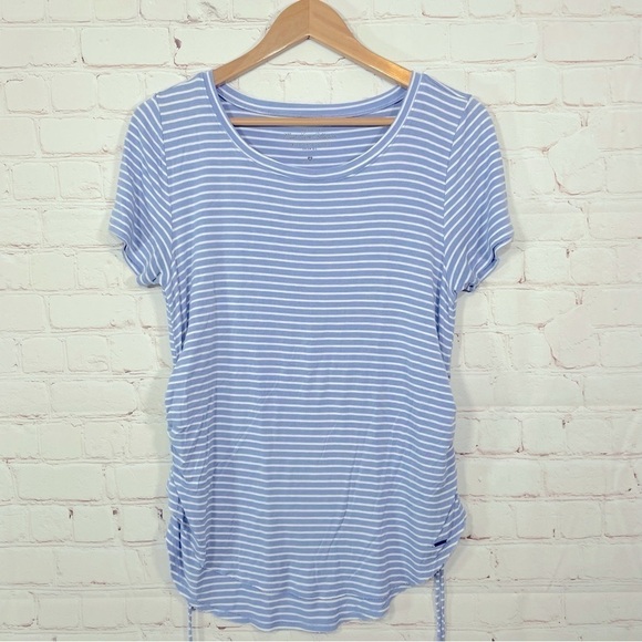 Hollister Must-Have Collection Shirt Women's Medium Round Neck Striped Blue - Picture 1 of 8